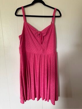 torrid Pink Eyelet Smocked Bodice Dress with Bow Accent